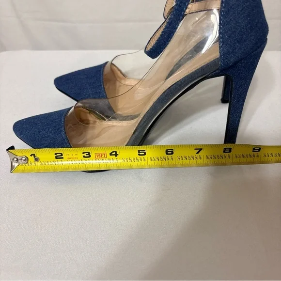 Liliana BB57 women's denim fabric toe pumps. Lucite clear side, a stiletto heel. - Picture 6 of 6